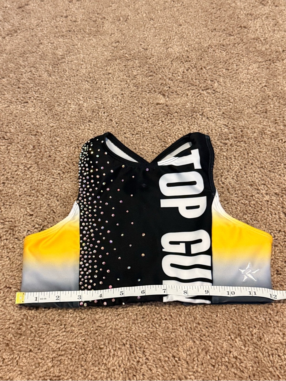 Top Gun Rebel Black & Yellow Sports Bra Crop Top